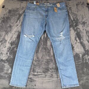 Levis 721 High Rise Skinny Jeans Womens 22W Blue Stretch Denim Plus Size Distres